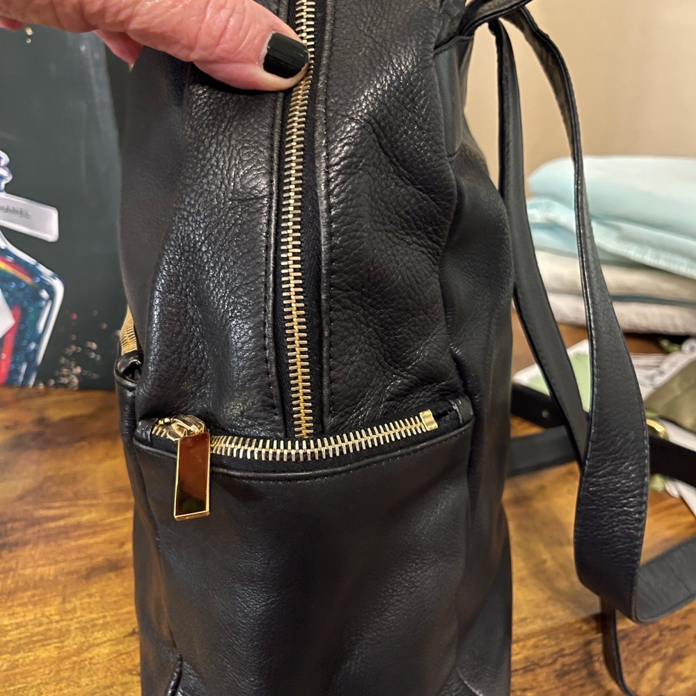 Versace Black Leather Backpack with Gold Medusa Charm. - Picture 5 of 14